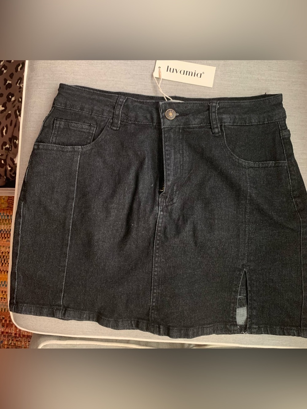 luvamia Black Denim Mini Skort